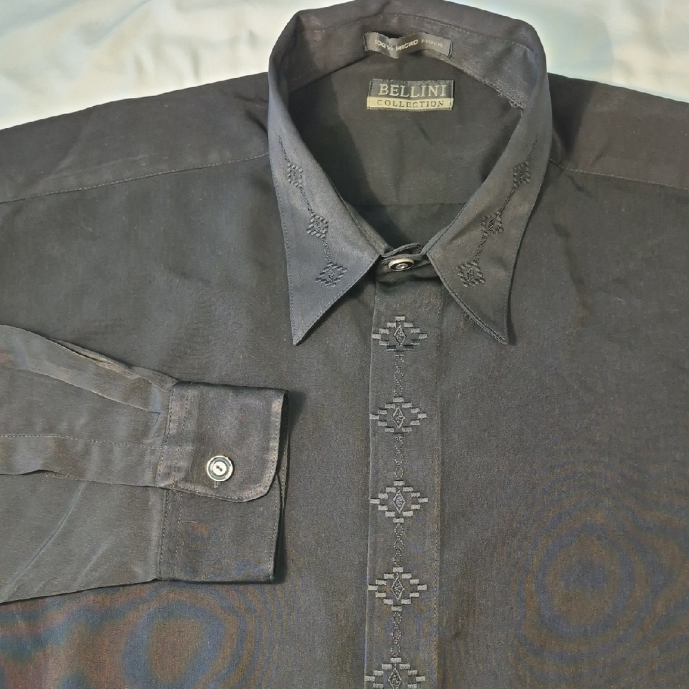 Bellini Collection Black Long Sleeve Button Down Mens Dress Shirt